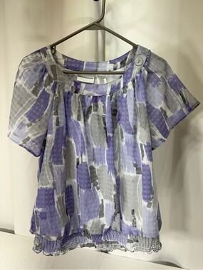 Alfred Dunner Purple and Gray Short Sleeve Pullover Blouse 3540